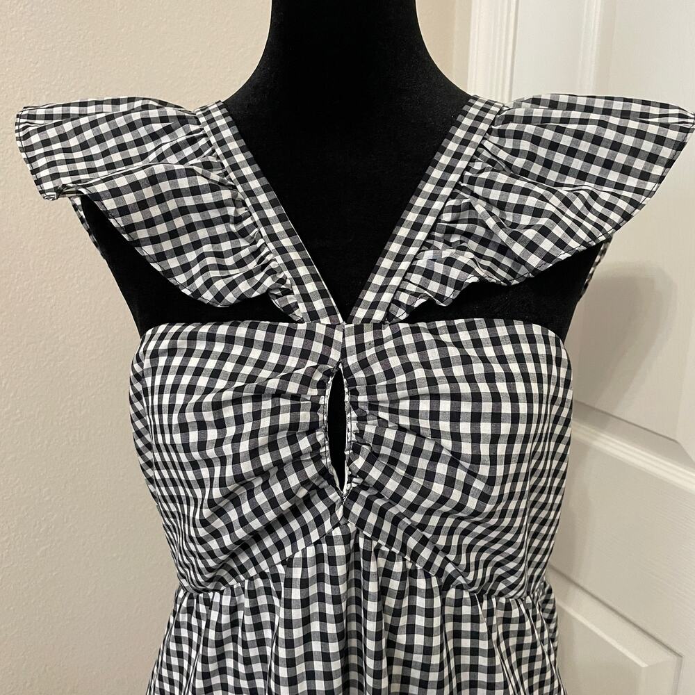 WAYF Black & White Check Maxi Dress with Ruffles - Picture 4 of 15